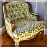 F02. French Provincial carved chair. 41”h x 34”w x 29”d 